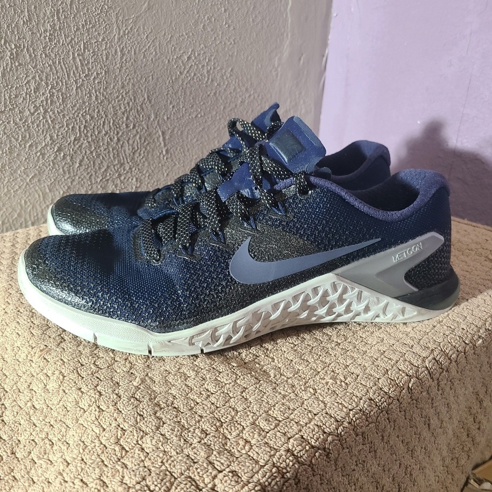 Nike Metcon 4 Training Shoes Women 9.5 Metallic College Navy Blue CrossFit Gym